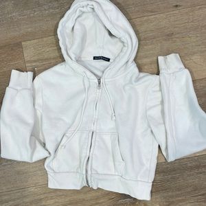 Brandy Melville White Zip-Up Hoodie